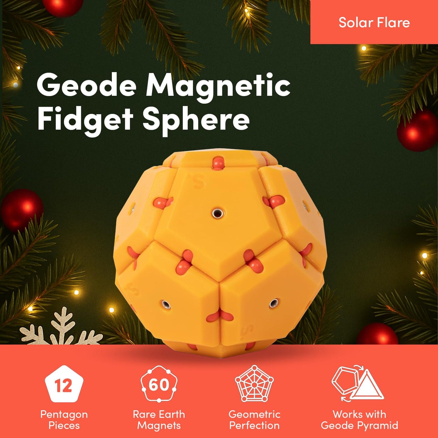 Speks Geode Magnetic Fidget Toy | Sensory Desk Toy for Adults & Teens 14+ | Sphere, Solar Flare