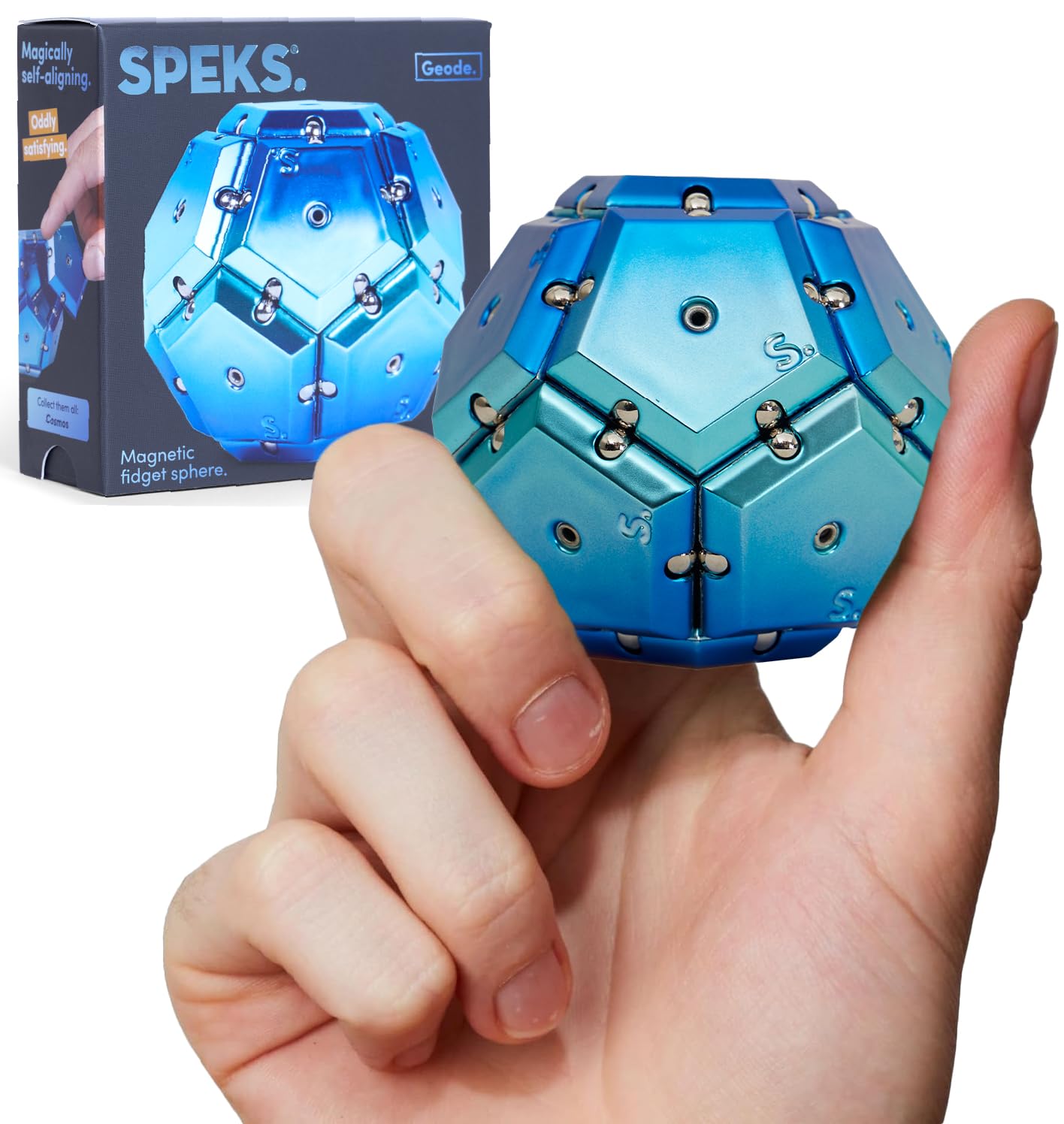 Speks Geode Magnetic Fidget Toy | Sensory Desk Toy for Adults & Teens 14+ | Blue Sphere
