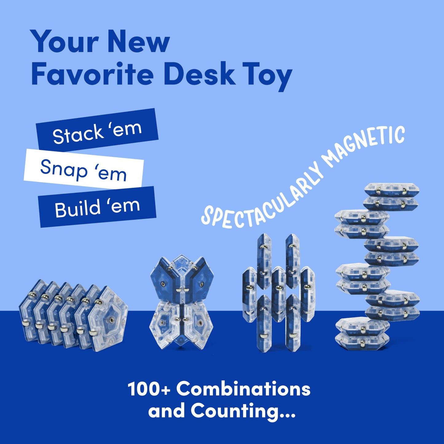 Speks Geode Magnetic Fidget Toy | Sphere, Cobalt – Sensory Desk Toy for Adults & Teens 14+