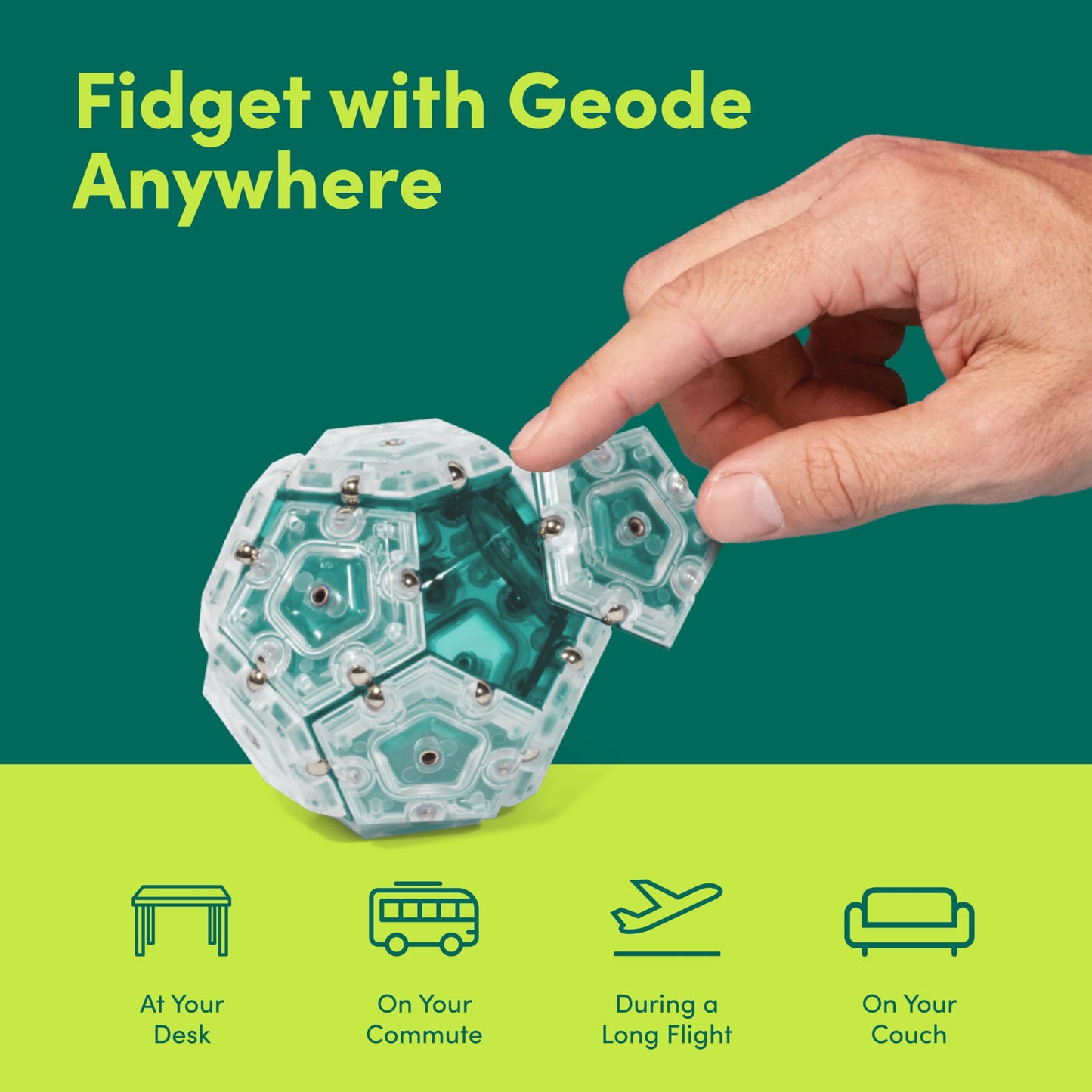 Speks Geode Magnetic Fidget Toy – Aqua Sphere for Adults & Teens 14+