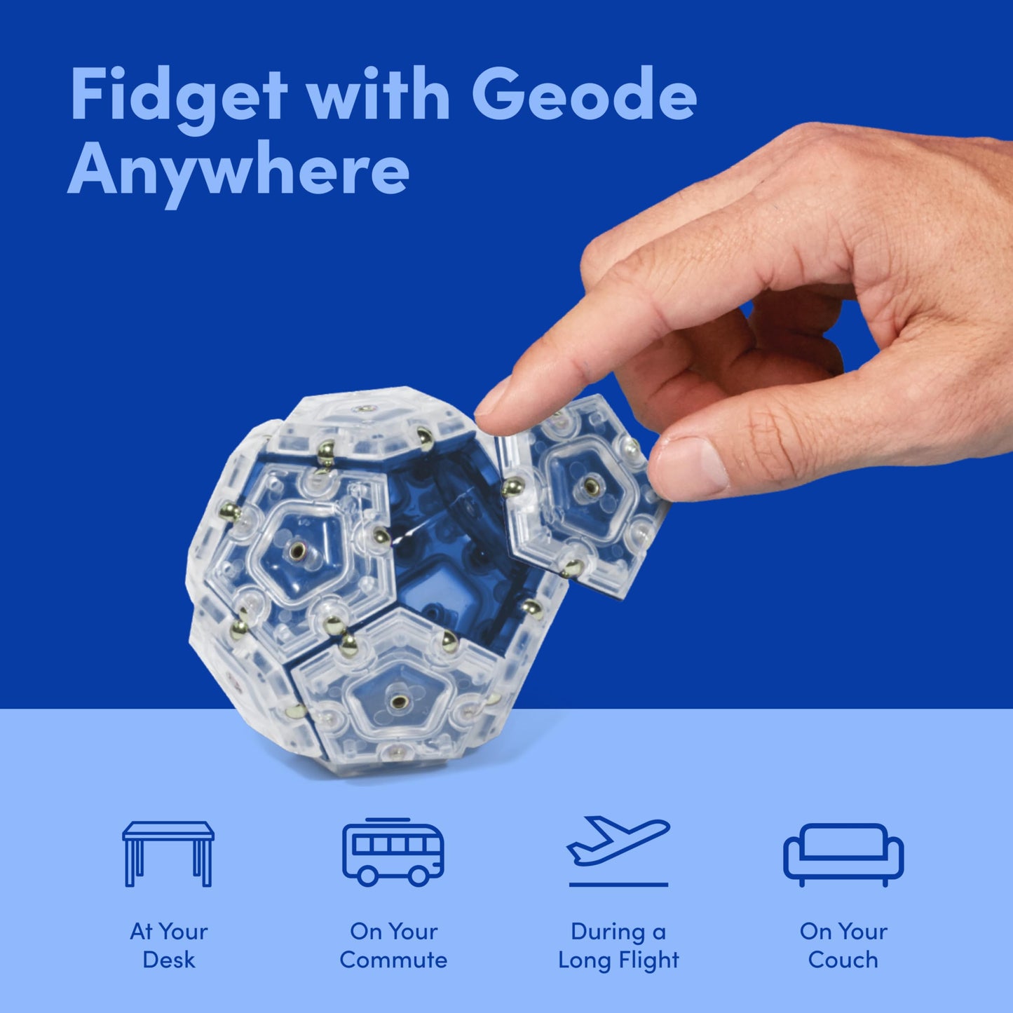 Speks Geode Magnetic Fidget Toy | Sphere, Cobalt – Sensory Desk Toy for Adults & Teens 14+