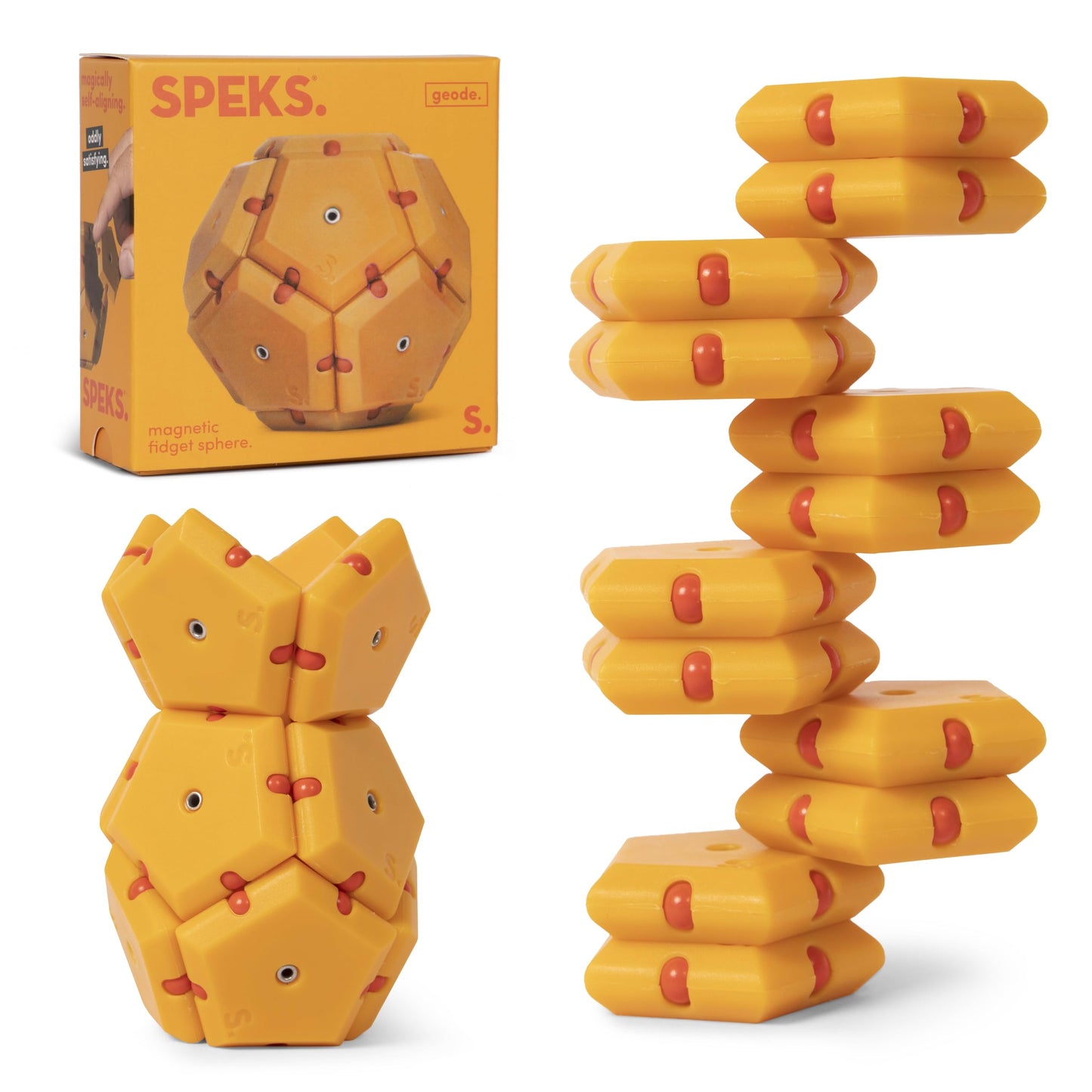 Speks Geode Magnetic Fidget Toy | Sensory Desk Toy for Adults & Teens 14+ | Sphere, Solar Flare
