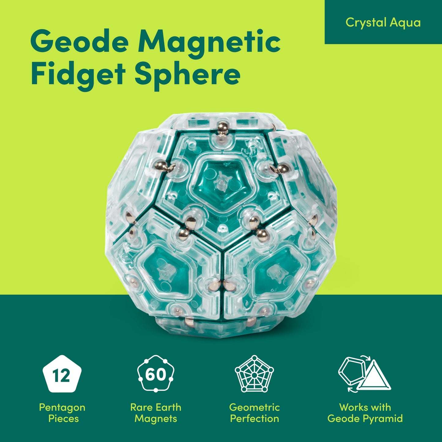 Speks Geode Magnetic Fidget Toy – Aqua Sphere for Adults & Teens 14+
