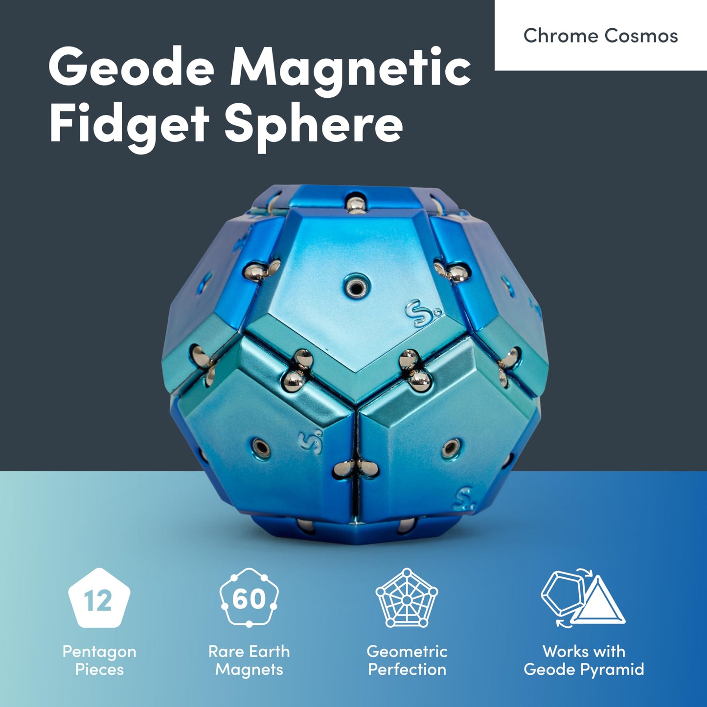 Speks Geode Magnetic Fidget Toy | Sensory Desk Toy for Adults & Teens 14+ | Blue Sphere