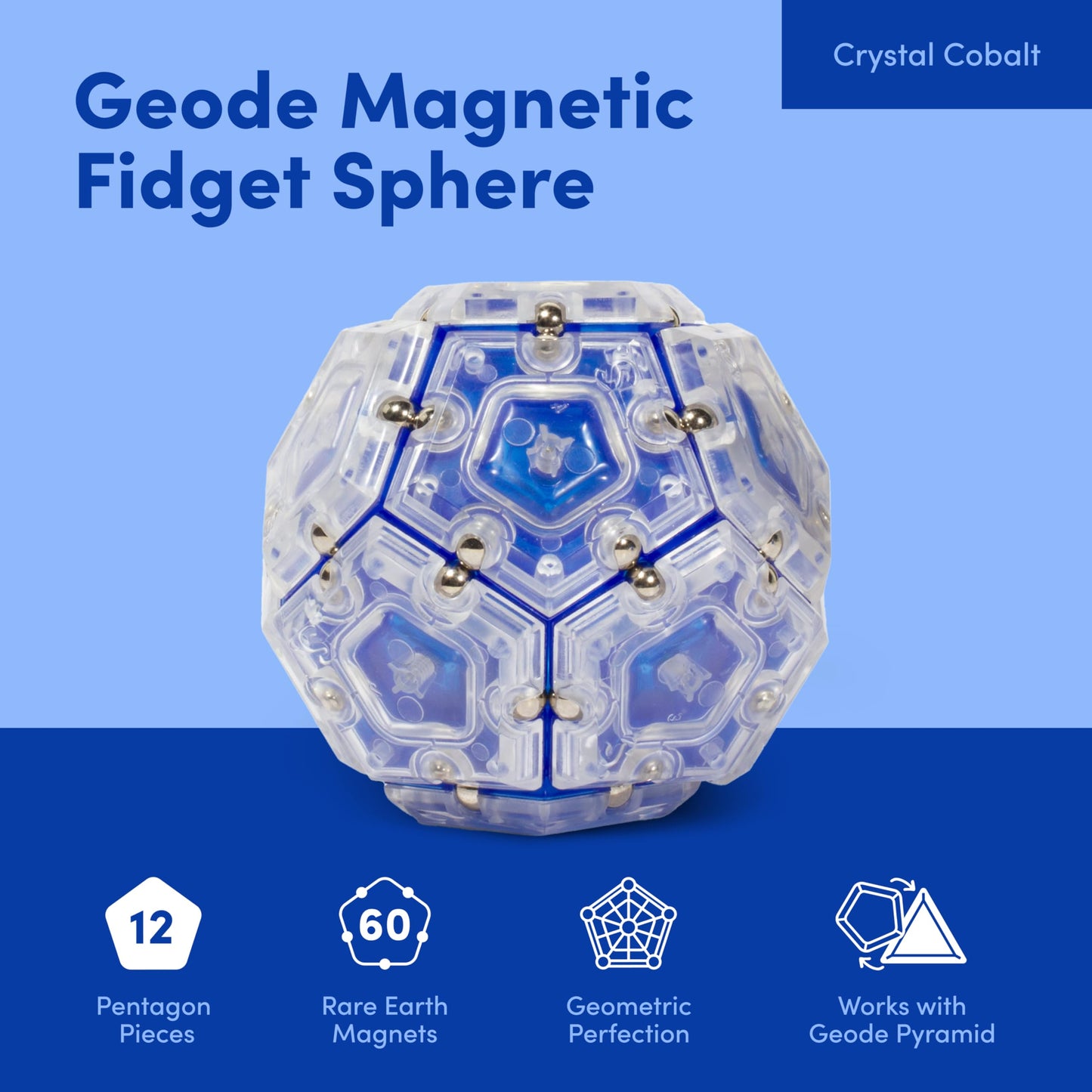 Speks Geode Magnetic Fidget Toy | Sphere, Cobalt – Sensory Desk Toy for Adults & Teens 14+