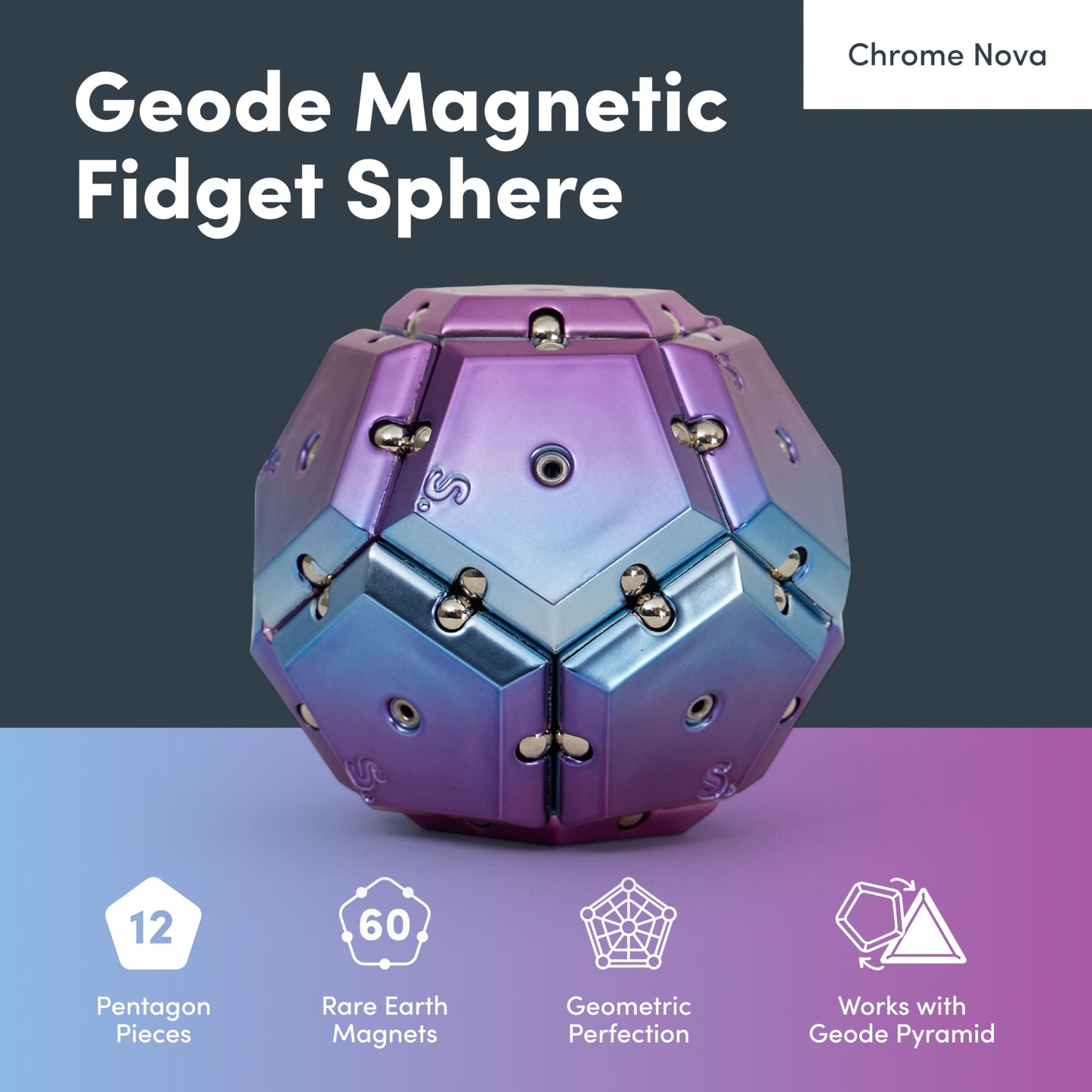 Speks Geode Magnetic Fidget Toy | Sensory Desk Toy for Adults & Teens 14+ | Purple