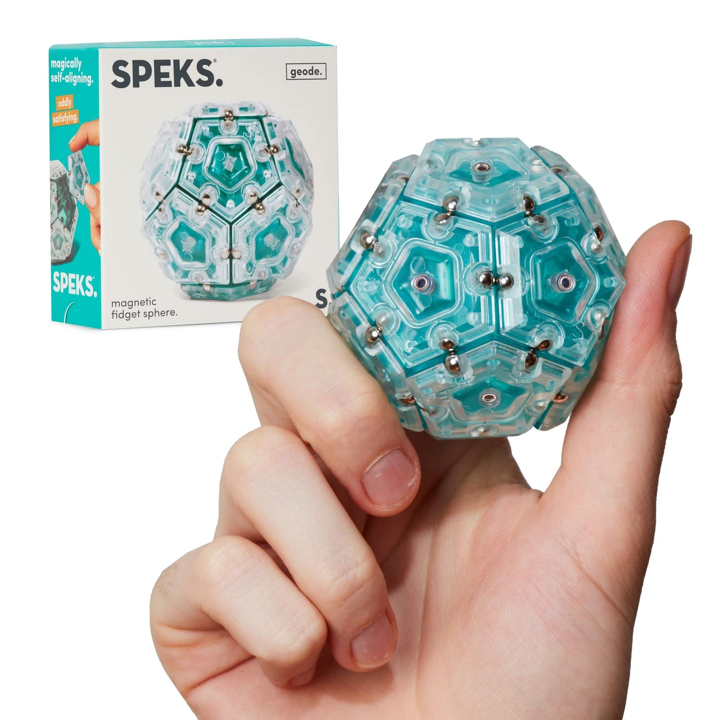 Speks Geode Magnetic Fidget Toy – Aqua Sphere for Adults & Teens 14+