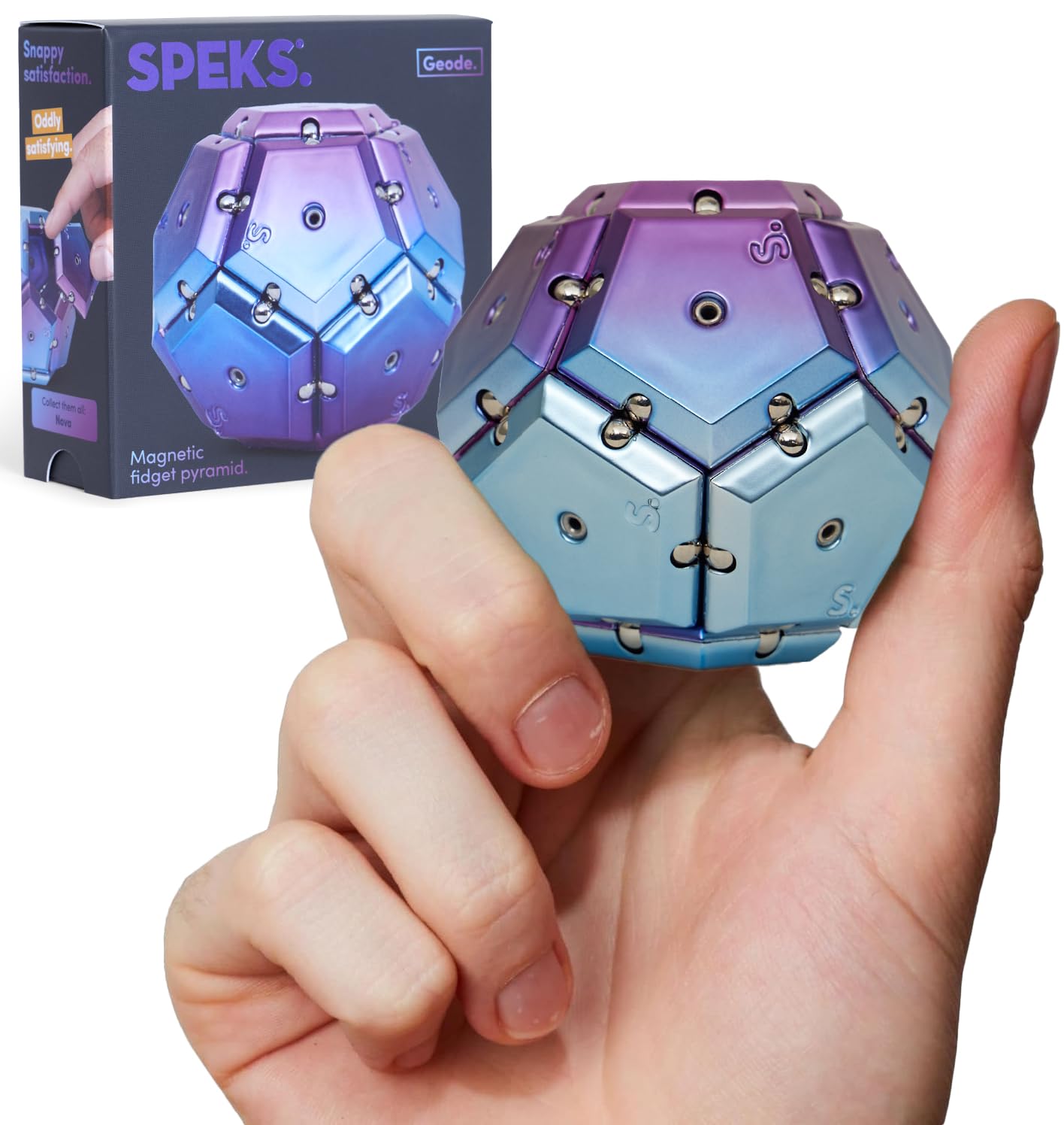 Speks Geode Magnetic Fidget Toy | Sensory Desk Toy for Adults & Teens 14+ | Purple