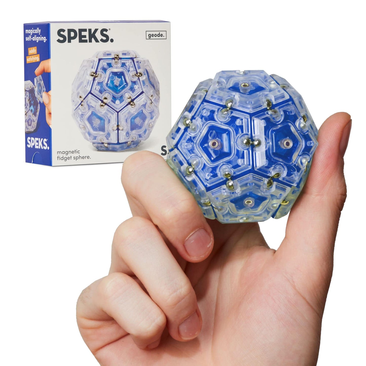 Speks Geode Magnetic Fidget Toy | Sphere, Cobalt – Sensory Desk Toy for Adults & Teens 14+