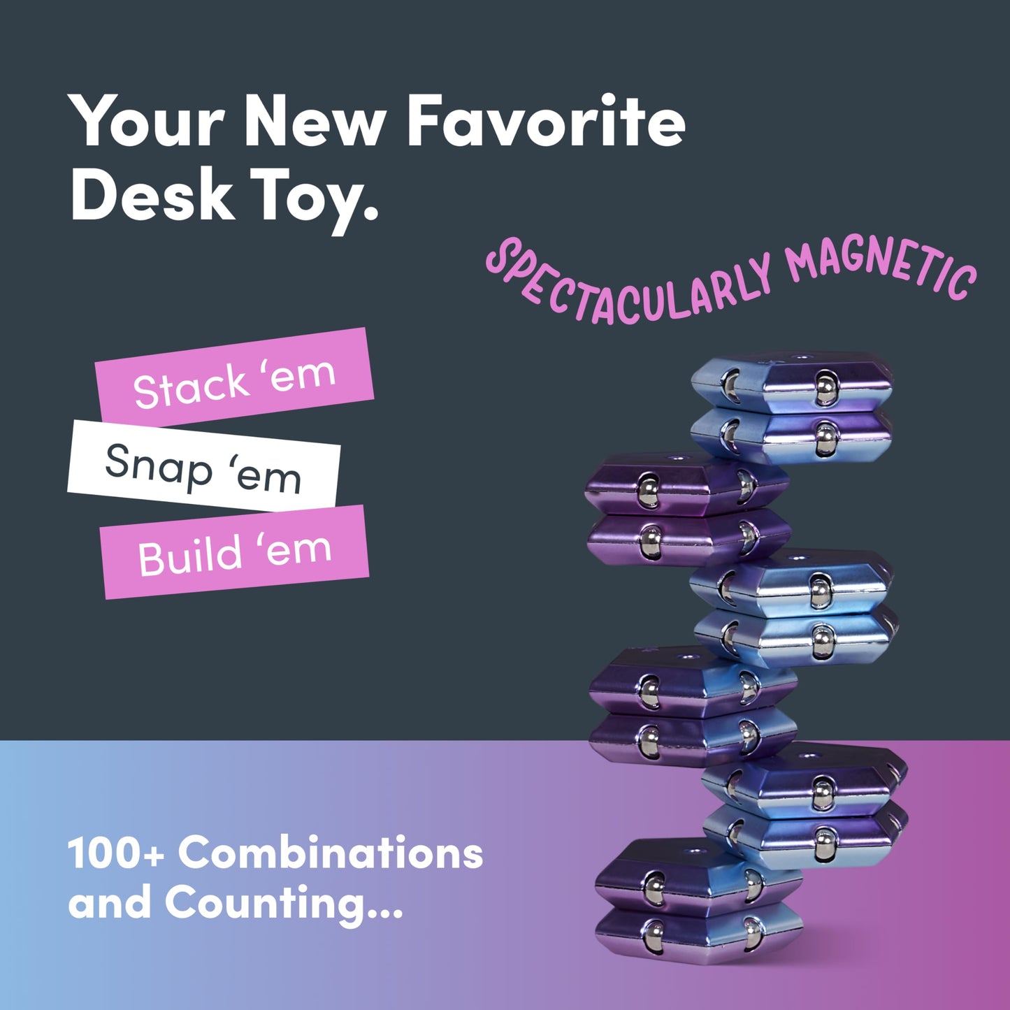 Speks Geode Magnetic Fidget Toy | Sensory Desk Toy for Adults & Teens 14+ | Purple