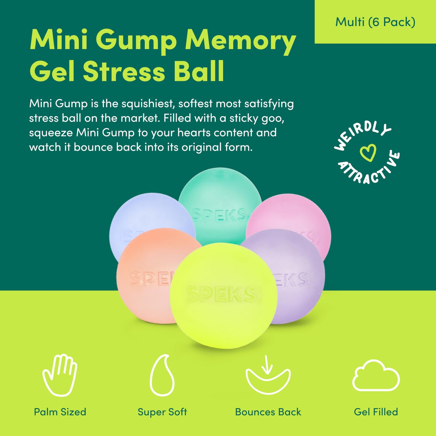 Speks Mini Gump Stress Balls | Ultra-Soft Fidget Toy for Adults & Teens | Prism