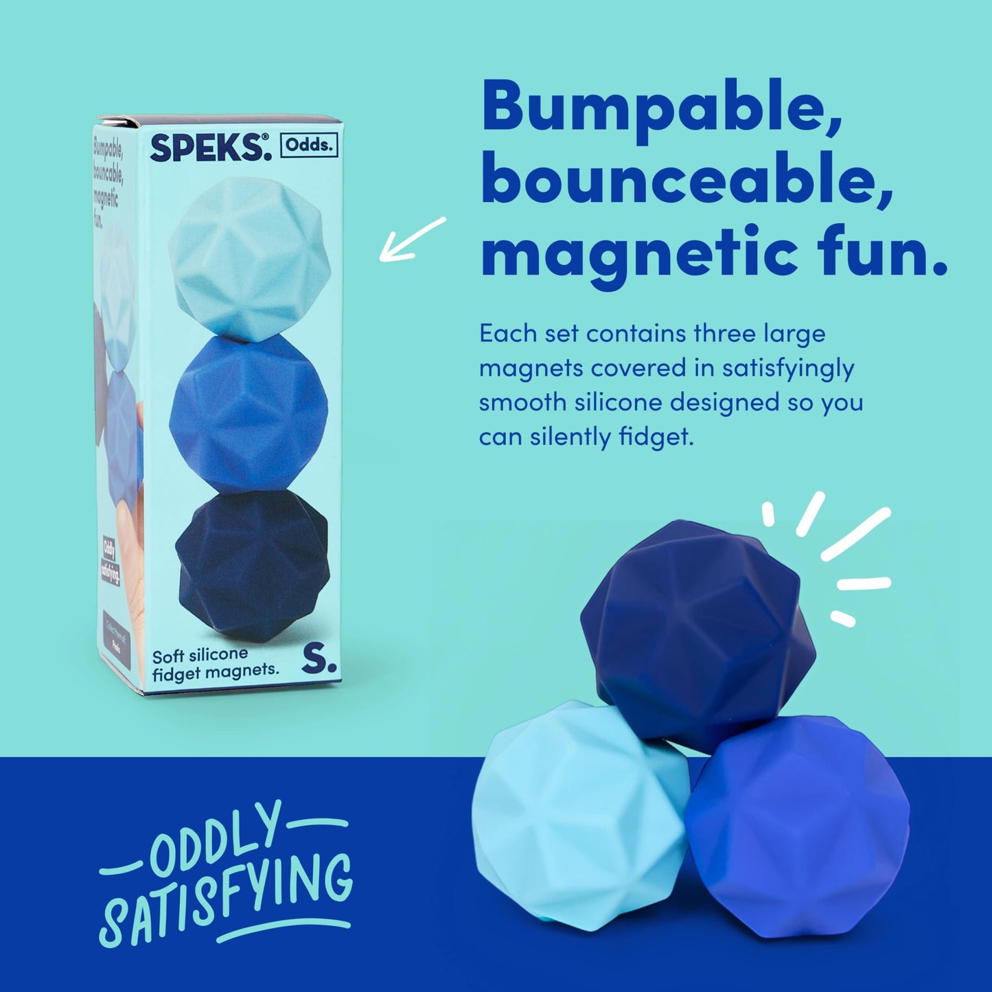 Speks Odds Soft Silicone Fidget Magnets – Silent Desk Toy for Adults & Teens, Blue