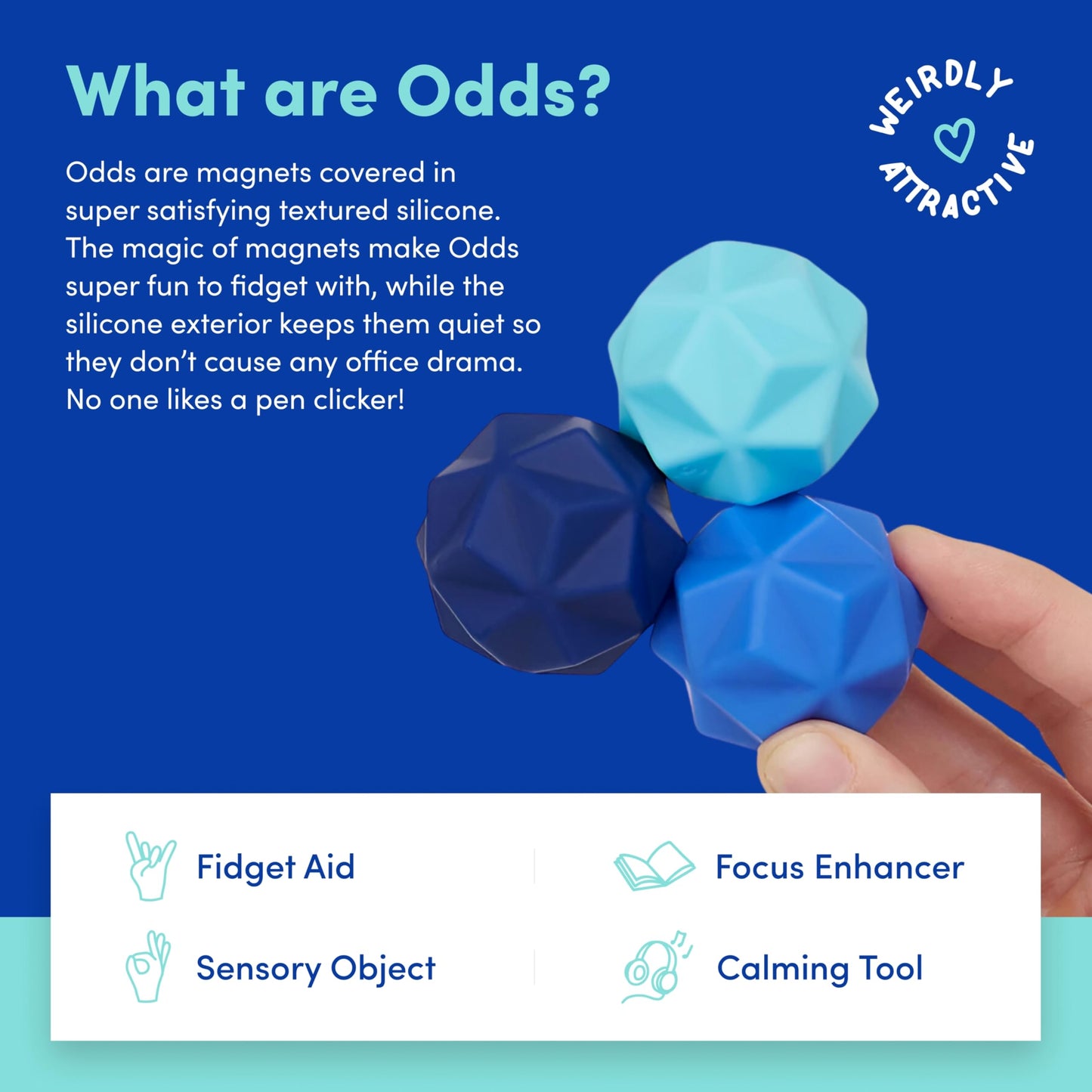 Speks Odds Soft Silicone Fidget Magnets – Silent Desk Toy for Adults & Teens, Blue