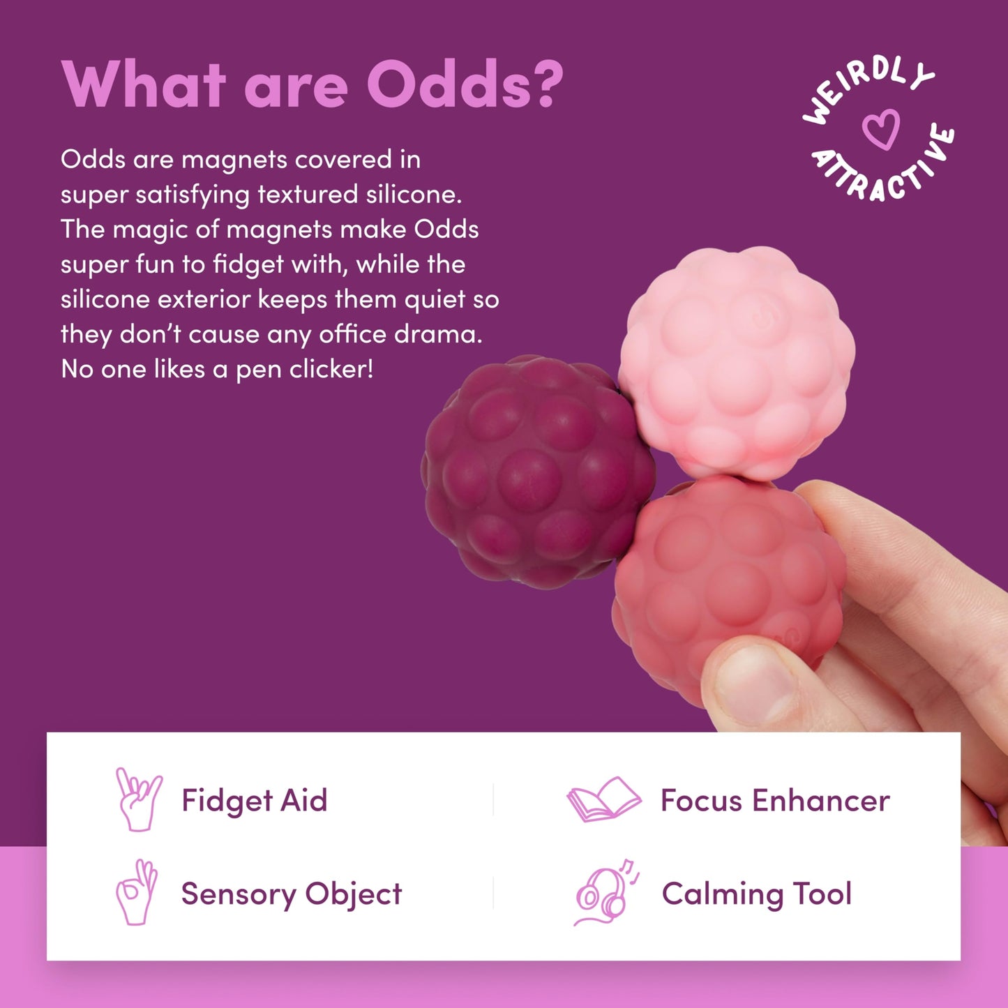 Speks Odds Soft Silicone Fidget Magnets | Silent Stress Relief Toys for Adults & Teens 14+ | Purple