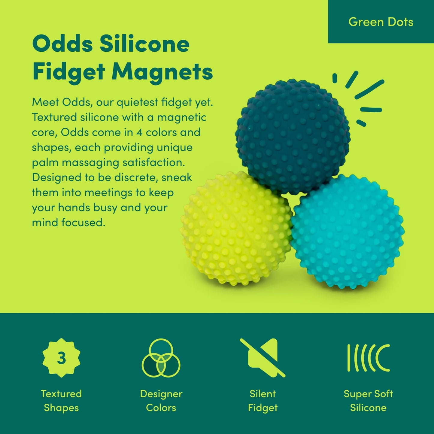 Speks Odds Soft Silicone Fidget Magnets – Silent Stress Relief (Green)