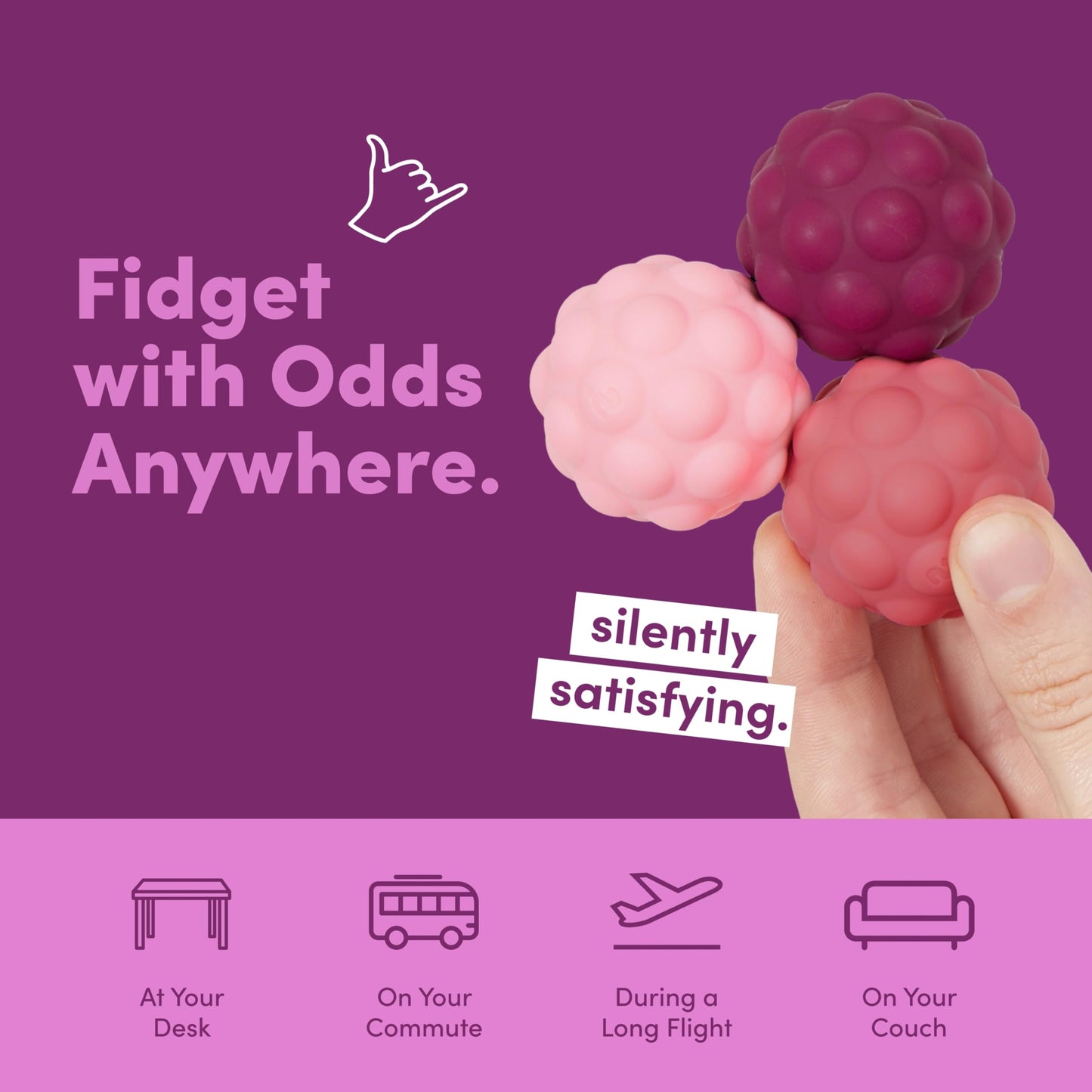 Speks Odds Soft Silicone Fidget Magnets | Silent Stress Relief Toys for Adults & Teens 14+ | Purple
