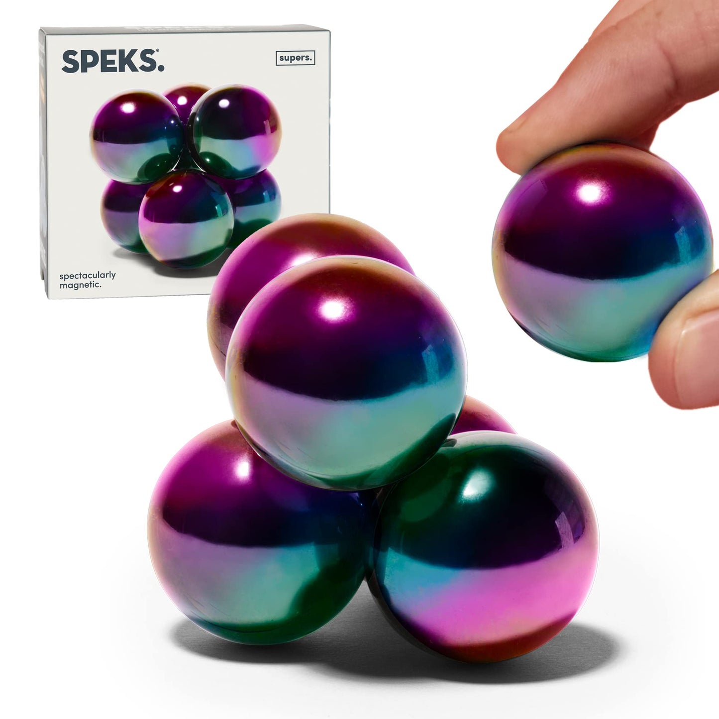 Speks Supers Magnetic Balls Fidget Toy – Oil Slick 6 Pack for Adults & Teens 14+