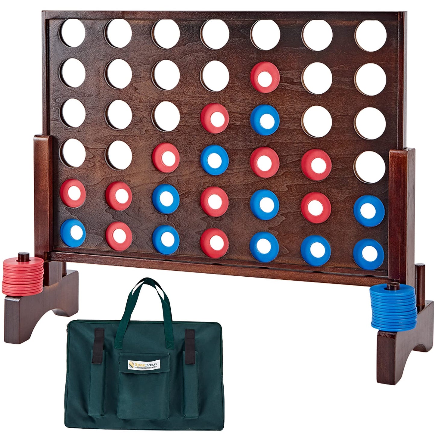 SpexDarxs Giant 4-in-a-Row Game | Wooden Jumbo Connect 4 for Indoor & Outdoor Fun