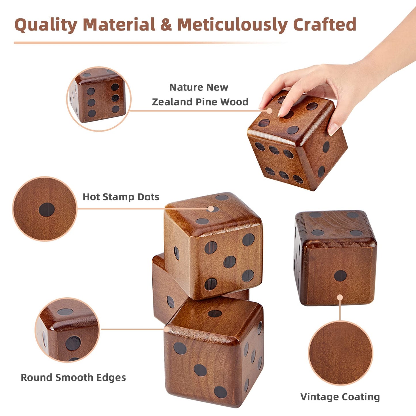 SpexDarxs Giant Yard Dice Set – 3.5-Inch Wooden Dice with Scoreboard & Carrying Bag
