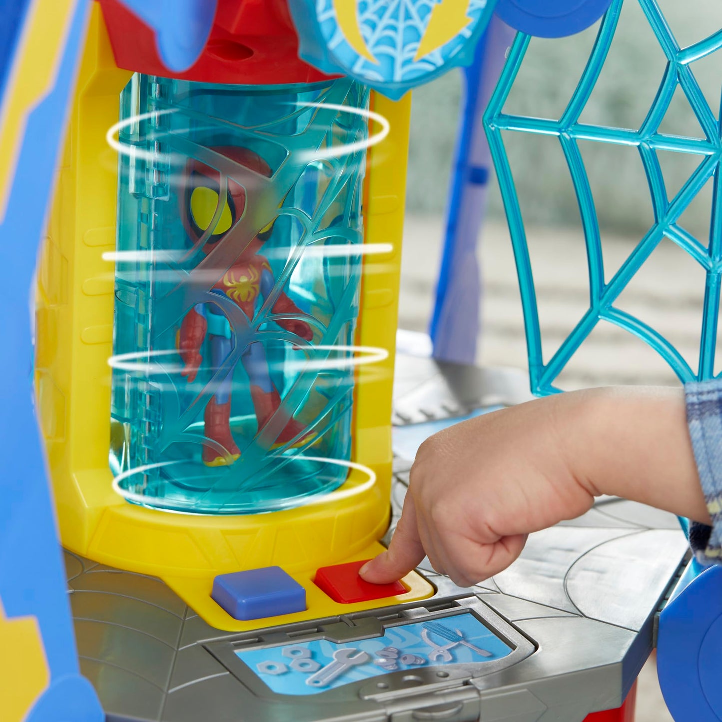Spidey and His Amazing Friends Web-Spinners Web-Quarters Playset with Lights, Action Figure & Vehicle | Ages 3+