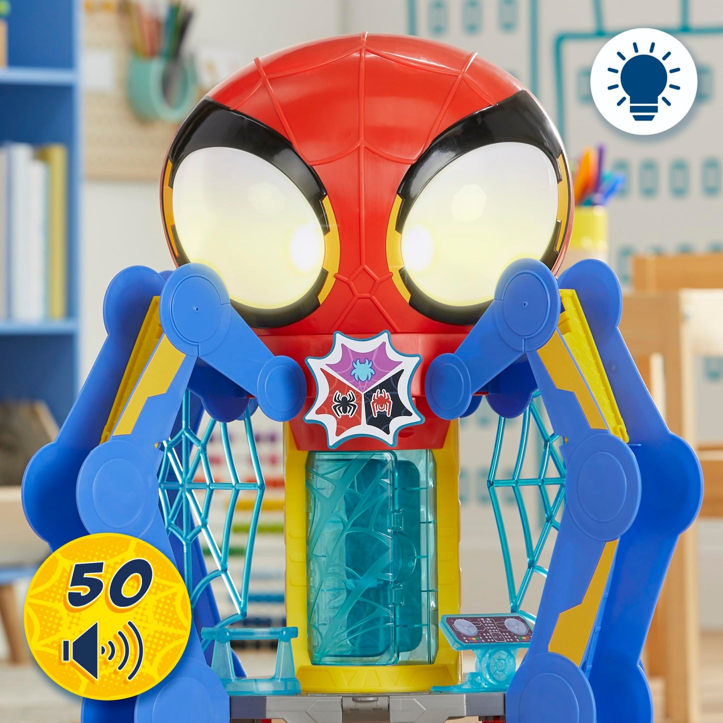 Spidey and His Amazing Friends Web-Spinners Web-Quarters Playset with Lights, Action Figure & Vehicle | Ages 3+