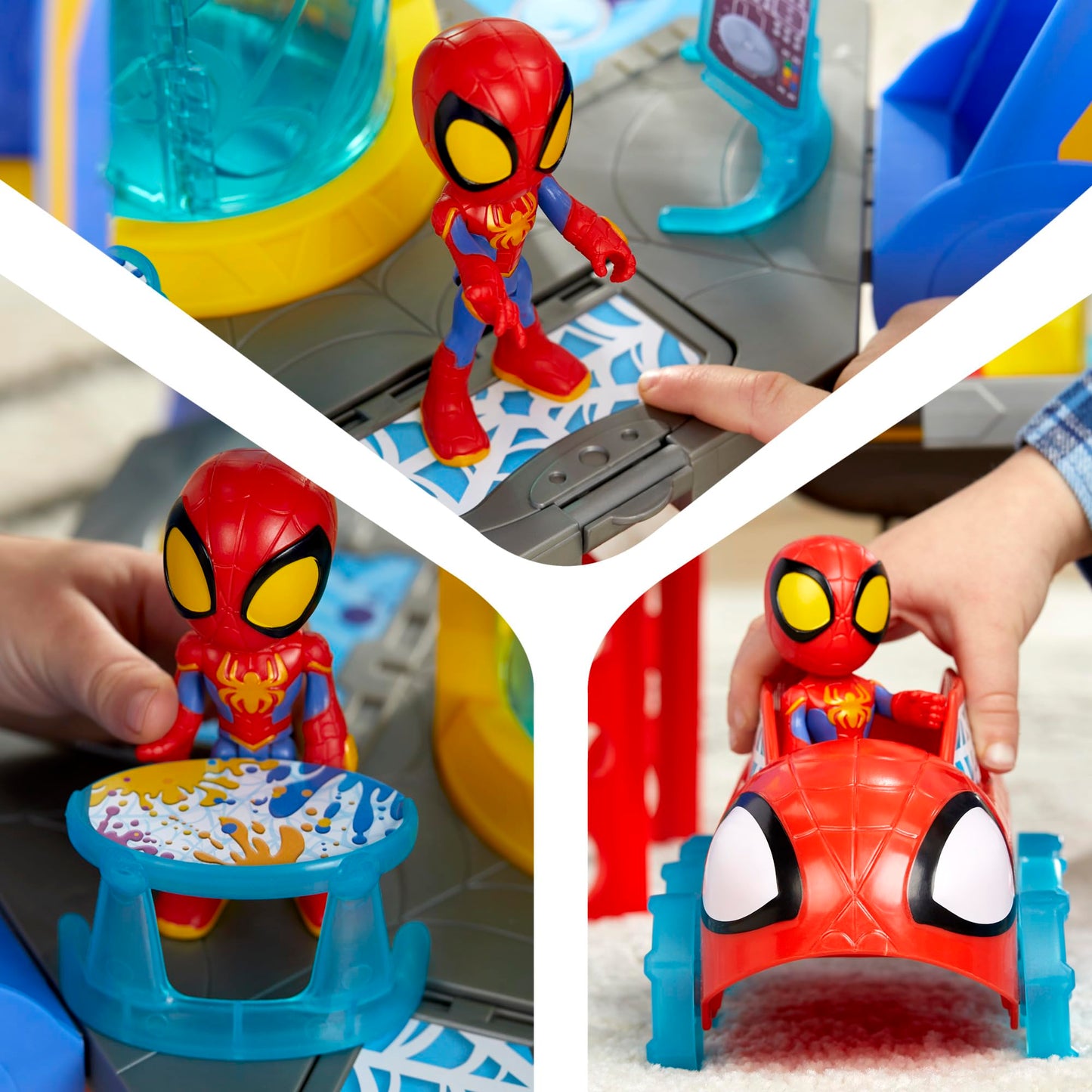 Spidey and His Amazing Friends Web-Spinners Web-Quarters Playset with Lights, Action Figure & Vehicle | Ages 3+