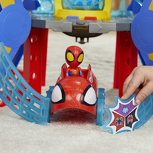 Spidey and His Amazing Friends Web-Spinners Web-Quarters Playset with Lights, Action Figure & Vehicle | Ages 3+