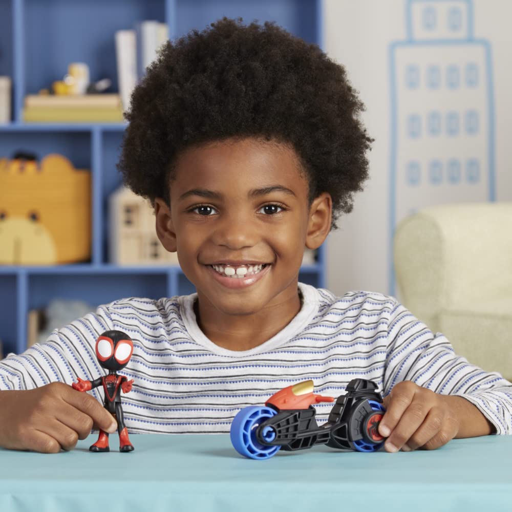 Spidey and His Amazing Friends Miles Morales Action Figure with Motorcycle | Preschool Toy Ages 3+