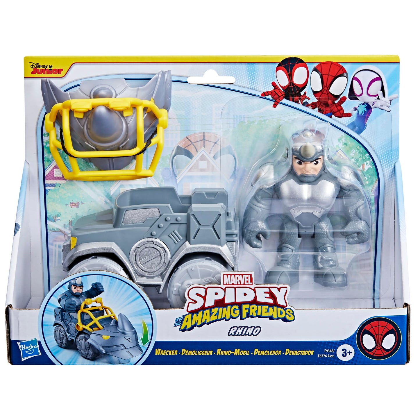Spidey and His Amazing Friends Rhino Wrecker Toy Set – 4-Inch Figure & Vehicle for Kids 3+