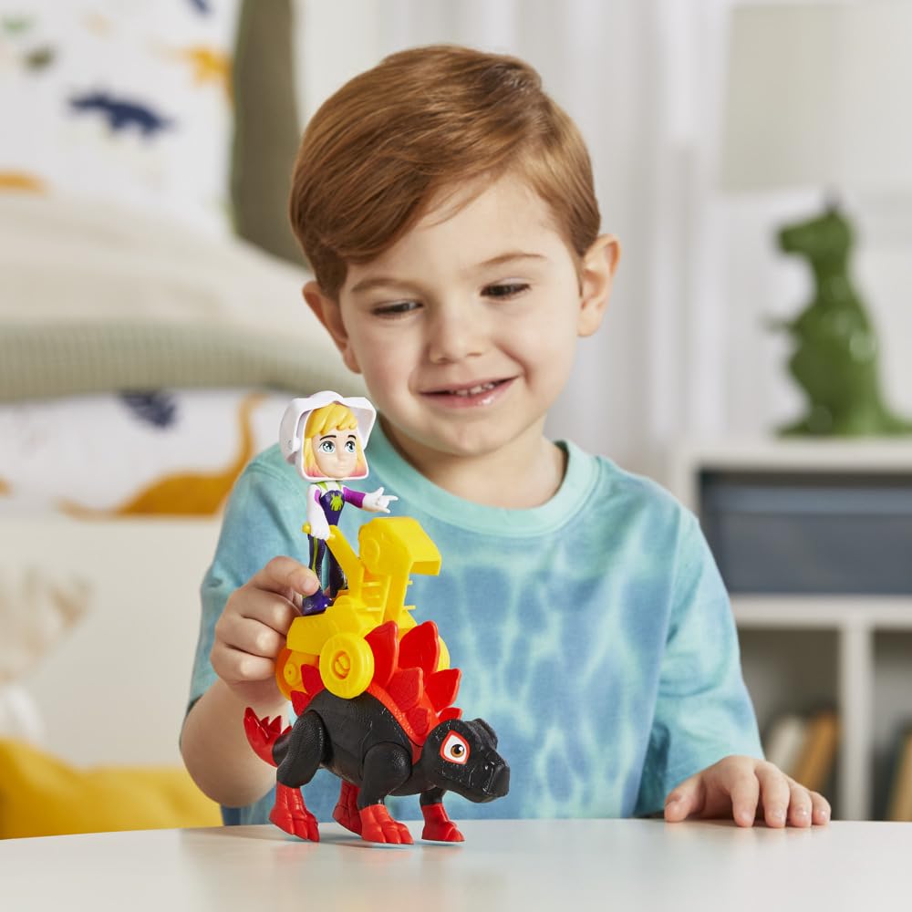 Spidey and His Amazing Friends Dino-Webs Dino Spin & Ghost-Spider 4-Inch Action Figures