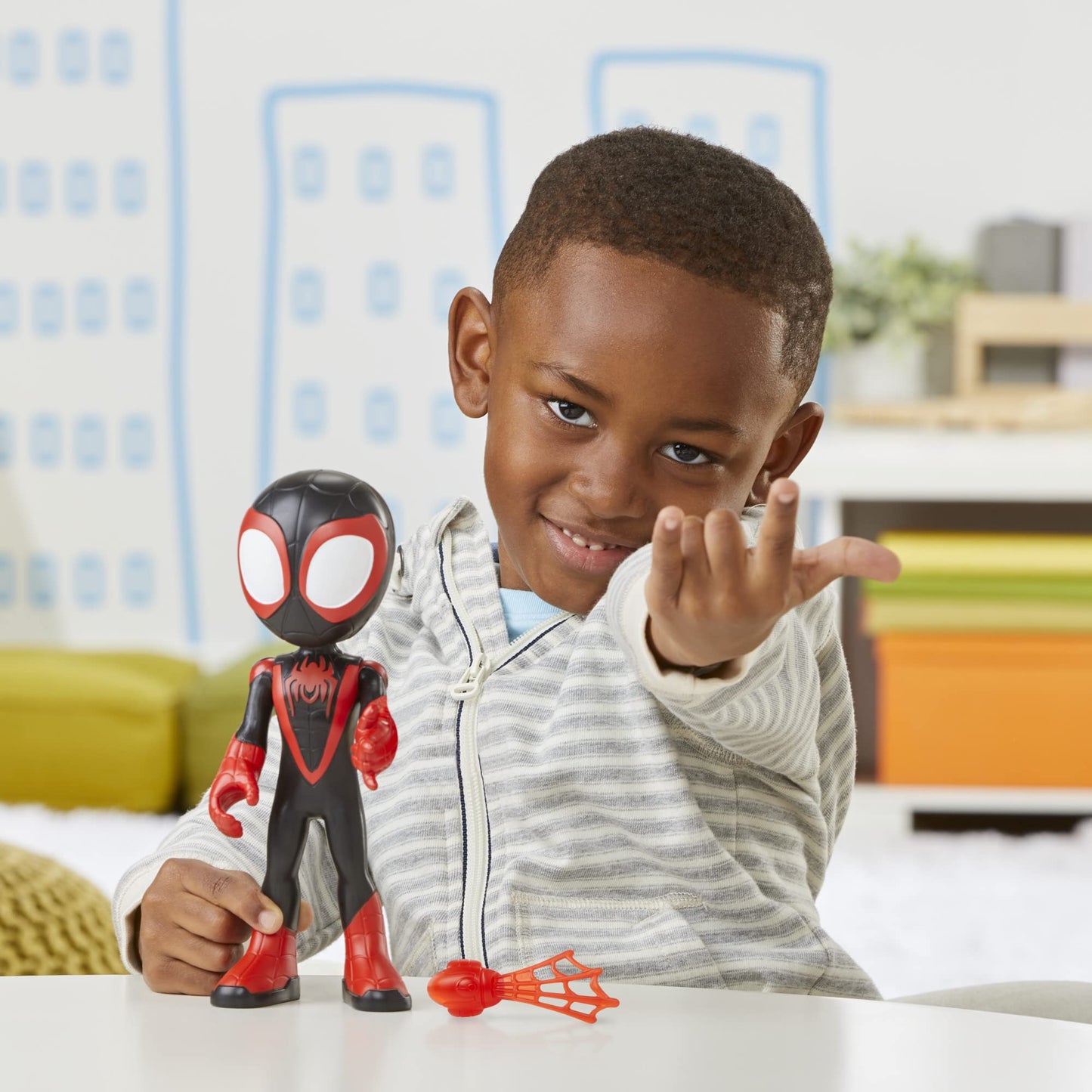 Spidey and His Amazing Friends Supersized Miles Morales 9-Inch Spider-Man Figure – Poseable Preschool Toy for Kids 3+