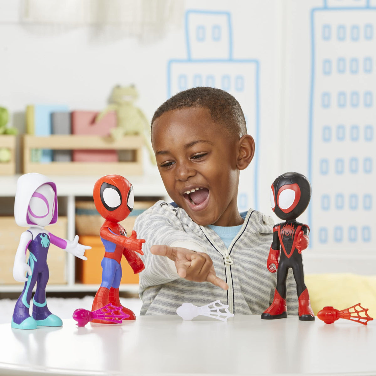 Spidey and His Amazing Friends Supersized Miles Morales 9-Inch Spider-Man Figure – Poseable Preschool Toy for Kids 3+