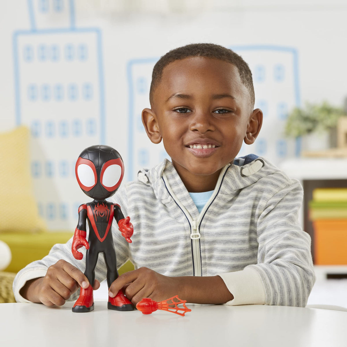 Spidey and His Amazing Friends Supersized Miles Morales 9-Inch Spider-Man Figure – Poseable Preschool Toy for Kids 3+