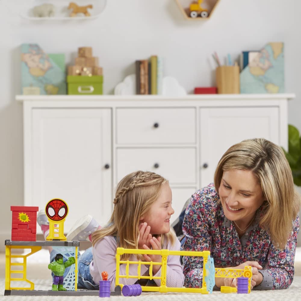Spidey and His Amazing Friends Hulk’s Smash Yard Playset – Topple Tower & Smash Wall (Ages 3+)