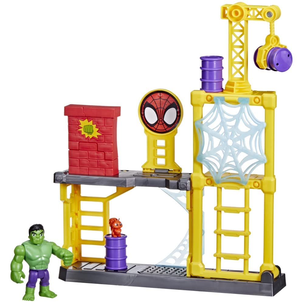 Spidey and His Amazing Friends Hulk’s Smash Yard Playset – Topple Tower & Smash Wall (Ages 3+)