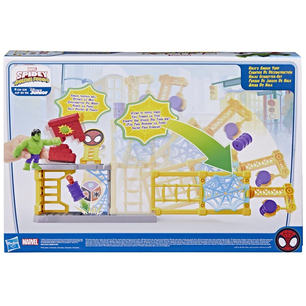 Spidey and His Amazing Friends Hulk’s Smash Yard Playset – Topple Tower & Smash Wall (Ages 3+)