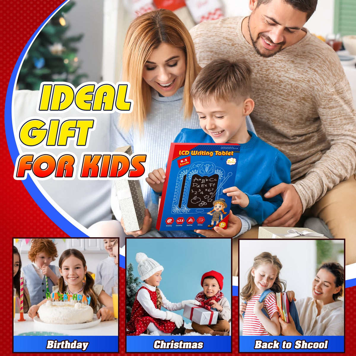 Spidolapse 8.5-Inch LCD Writing Tablet for Kids – Colorful Doodle Board & Drawing Pad