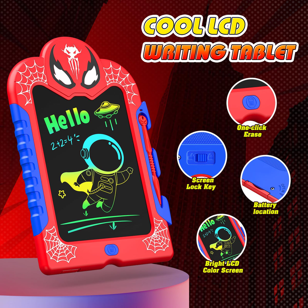 Spidolapse 8.5-Inch LCD Writing Tablet for Kids – Colorful Doodle Board & Drawing Pad