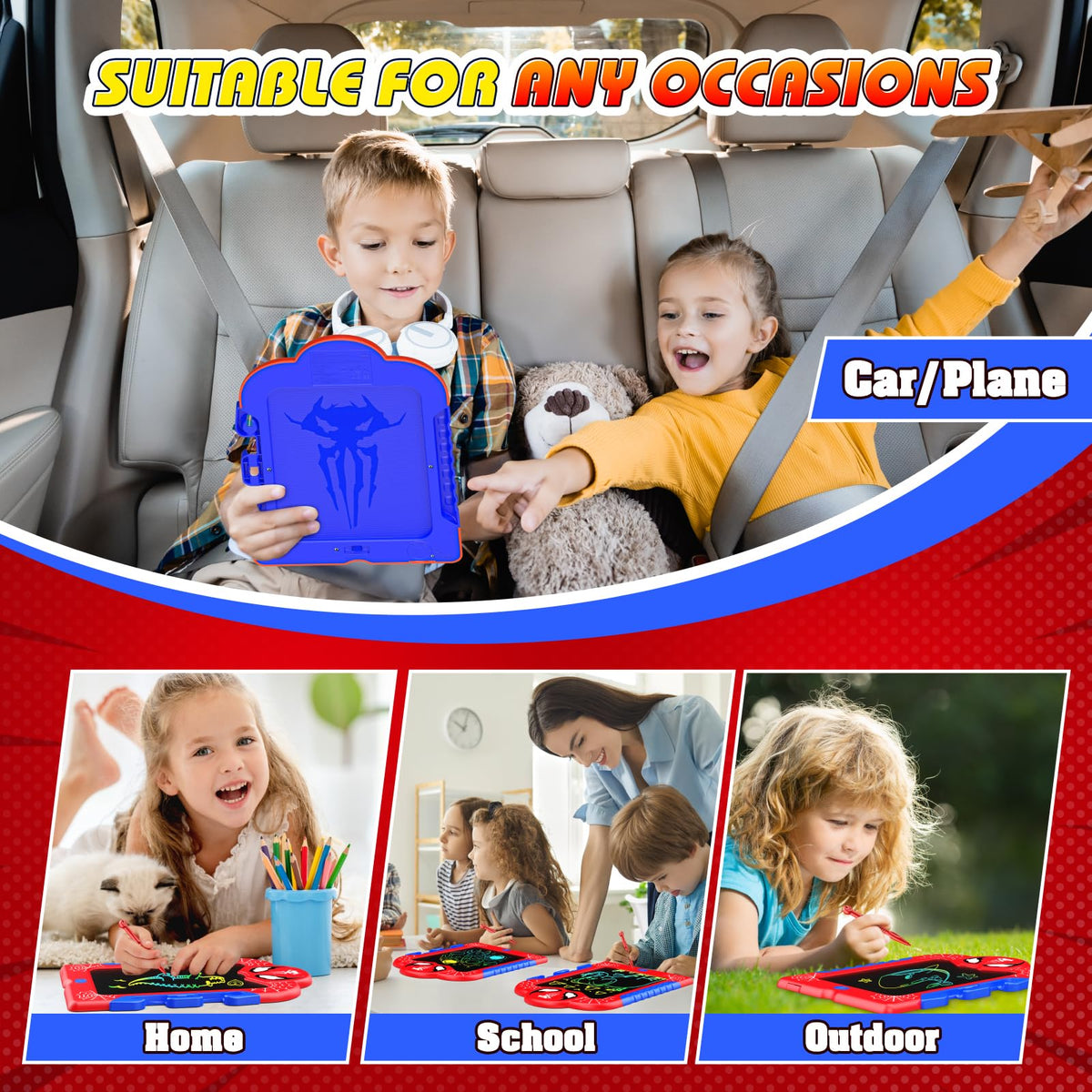 Spidolapse 8.5-Inch LCD Writing Tablet for Kids – Colorful Doodle Board & Drawing Pad