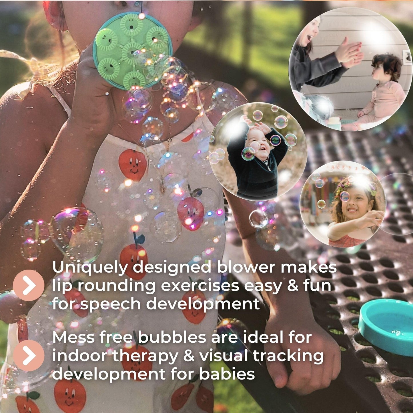 SPIKE Innobaby Bubble Blower Aqua – Mess-Free Botanical Bubbles & Dipping Tray