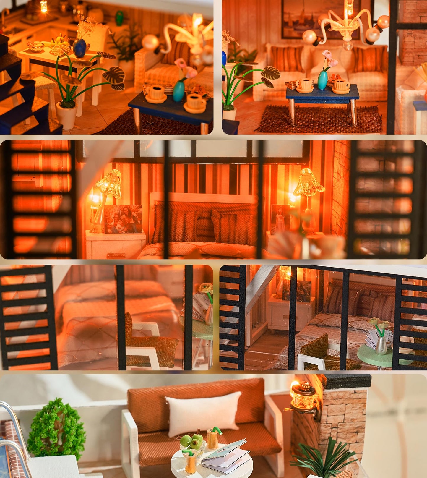 Spilay Florence Dollhouse Miniature Kit – 1:24 Modern Villa with Music Box