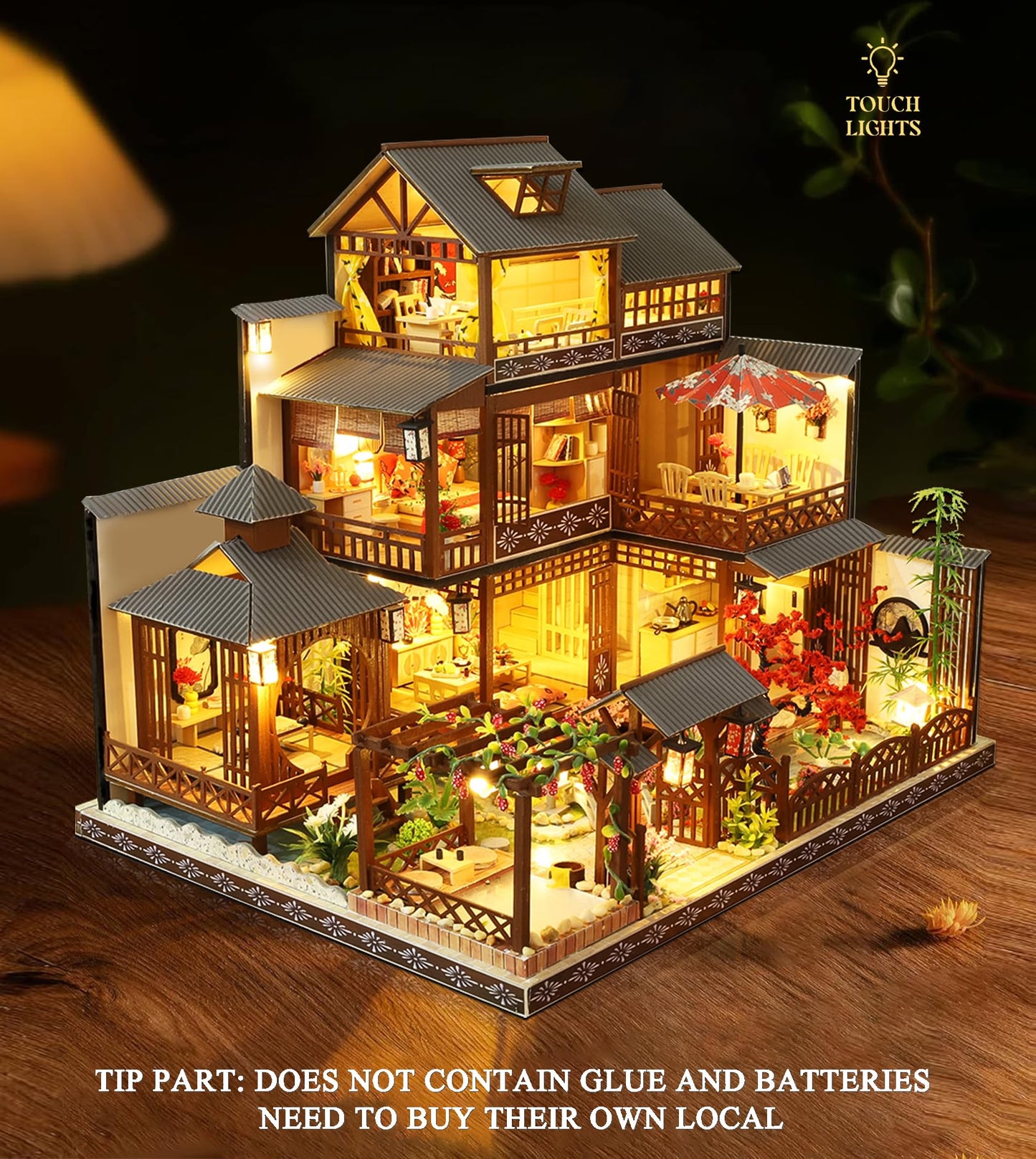 Spilay Yaquan Courtyard DIY Dollhouse Kit — 1:24 Scale with LED & Music Box