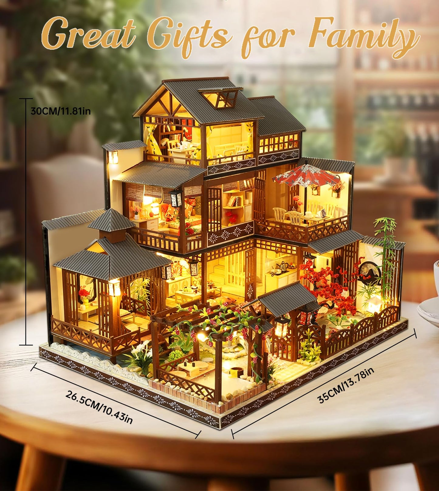 Spilay Yaquan Courtyard DIY Dollhouse Kit — 1:24 Scale with LED & Music Box