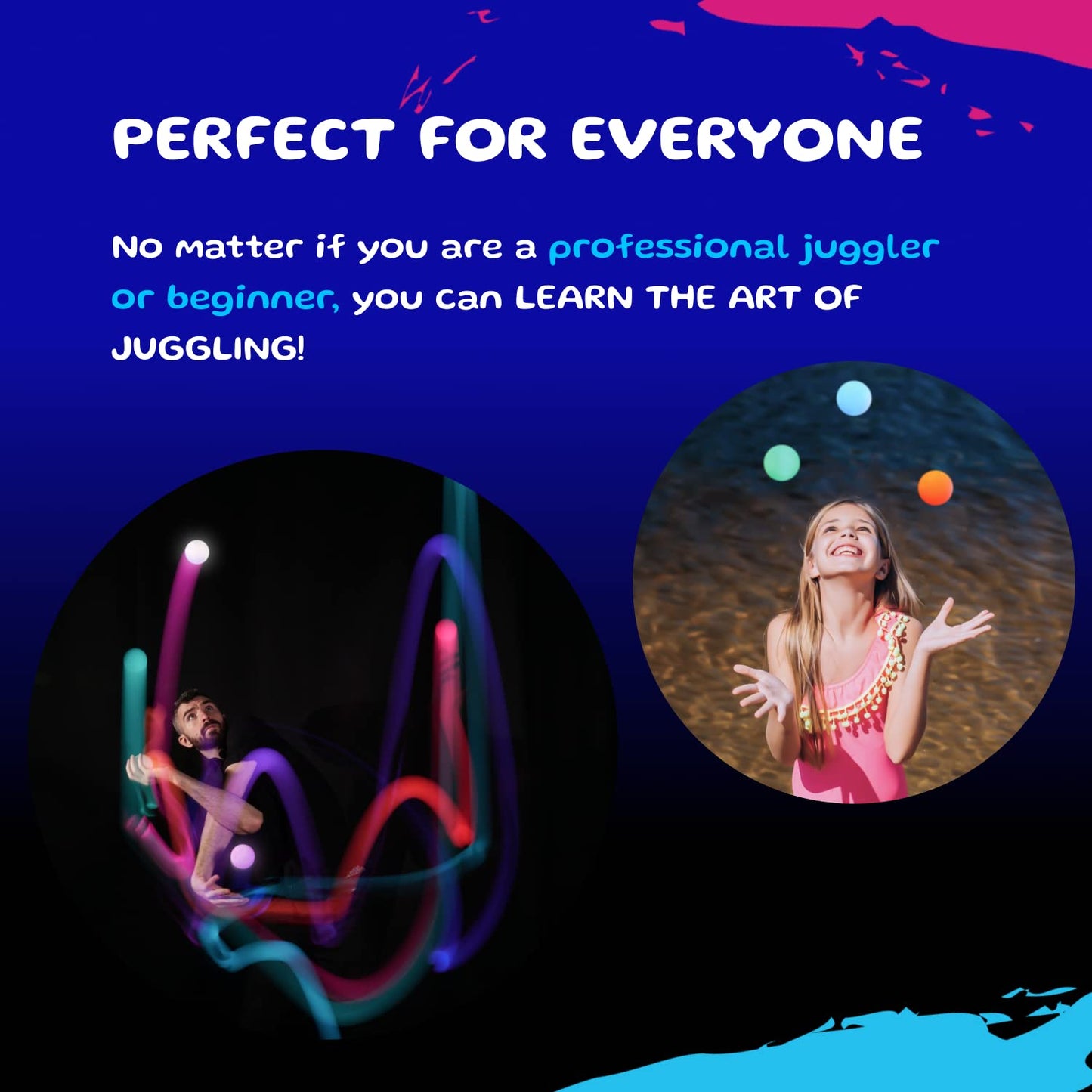 SPIN BALLS LED Juggling Glow Balls – Wes Peden Glow.0, 20 Color Modes, USB-C (Set of 3)