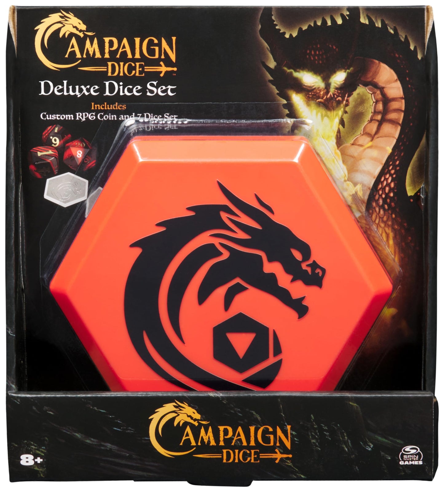 Spin Master Games Campaign Dice – Premium 7-Die Polyhedral Set with Case for RPGs