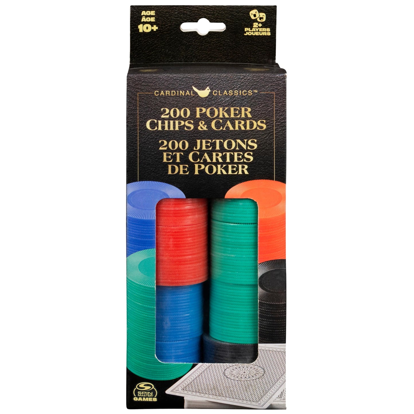 Spin Master Games Cardinal Classics: 200 Poker Chips Set + Deck for Texas Hold’em – Adults & Kids 10+