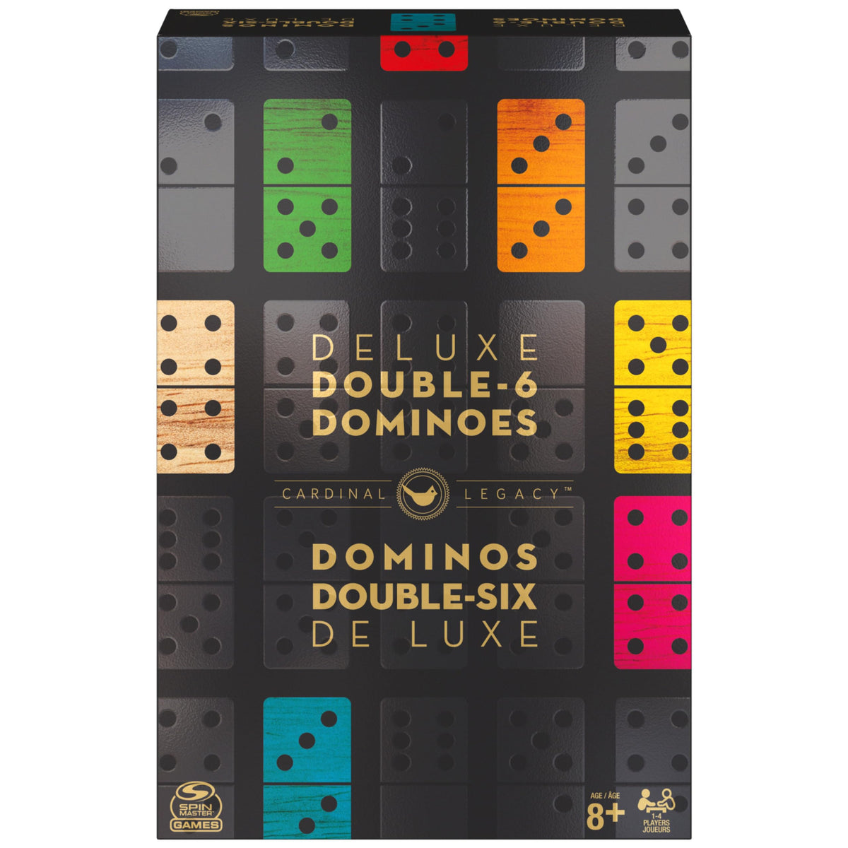 Spin Master Games Cardinal Legacy Deluxe Double-6 Dominoes – 28 Dominoes in a Lined Wooden Case