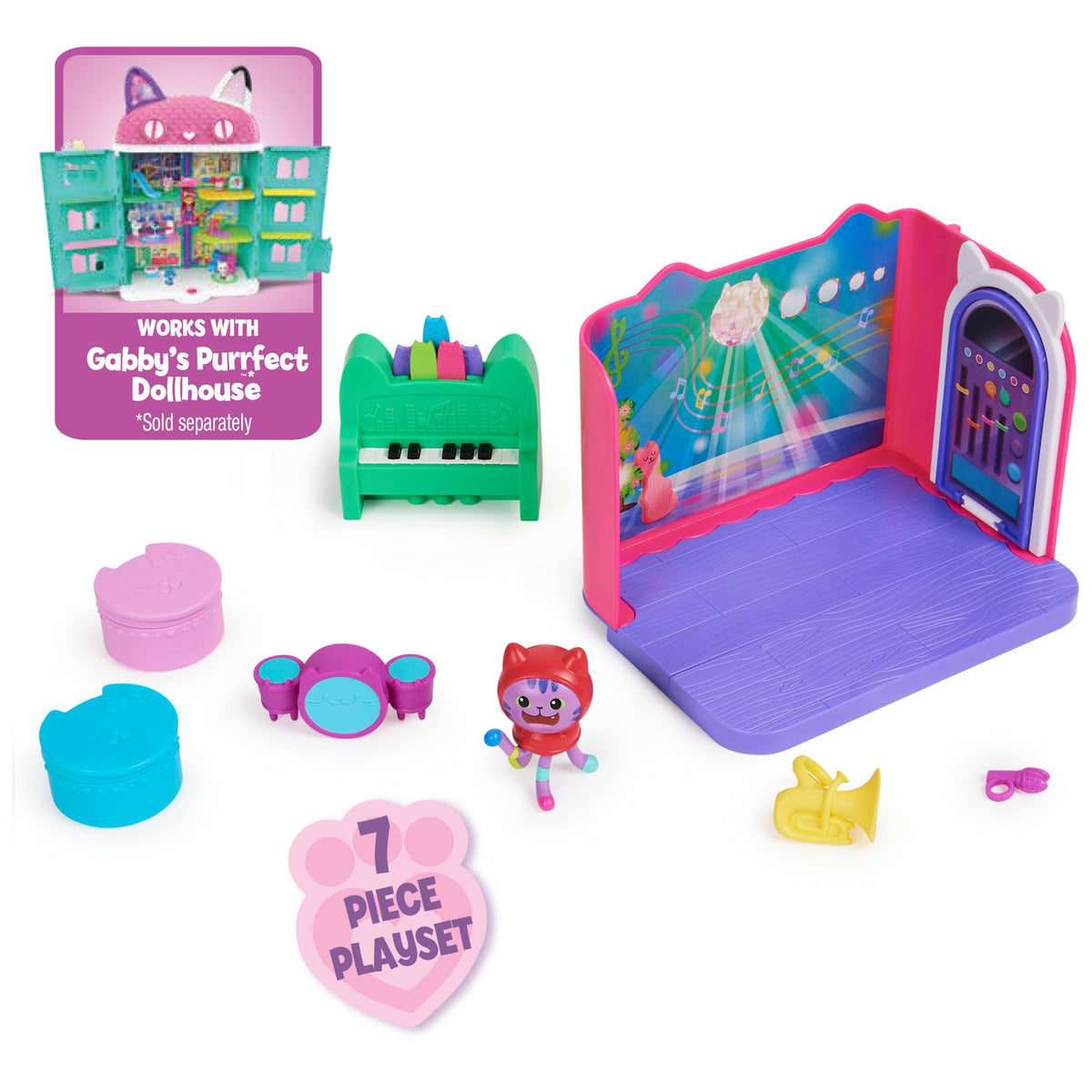 Gabby’s Dollhouse Groovy Music Room with DJ Catnip Figure | Spin Master