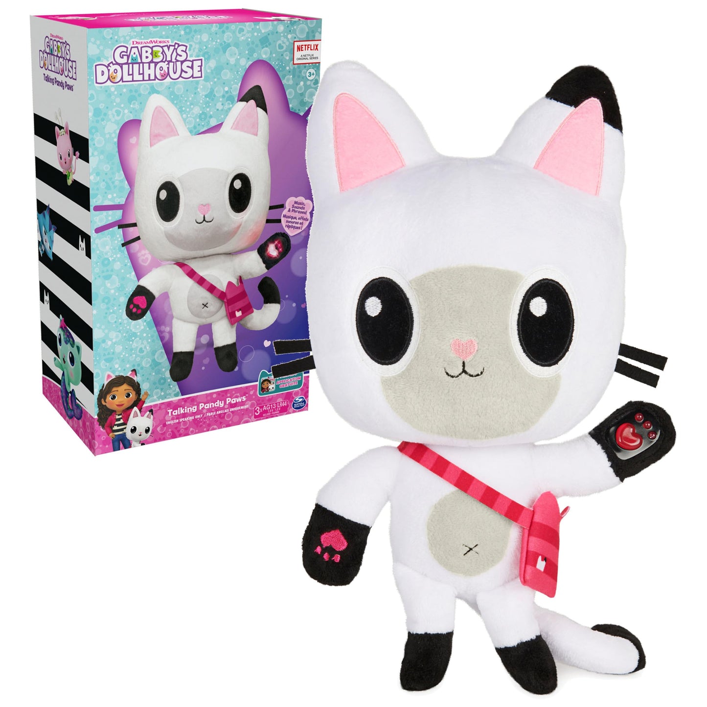 Gabby's Dollhouse 13-Inch Talking Pandy Paws Plush Toy – Lights, Music & 10 Sounds