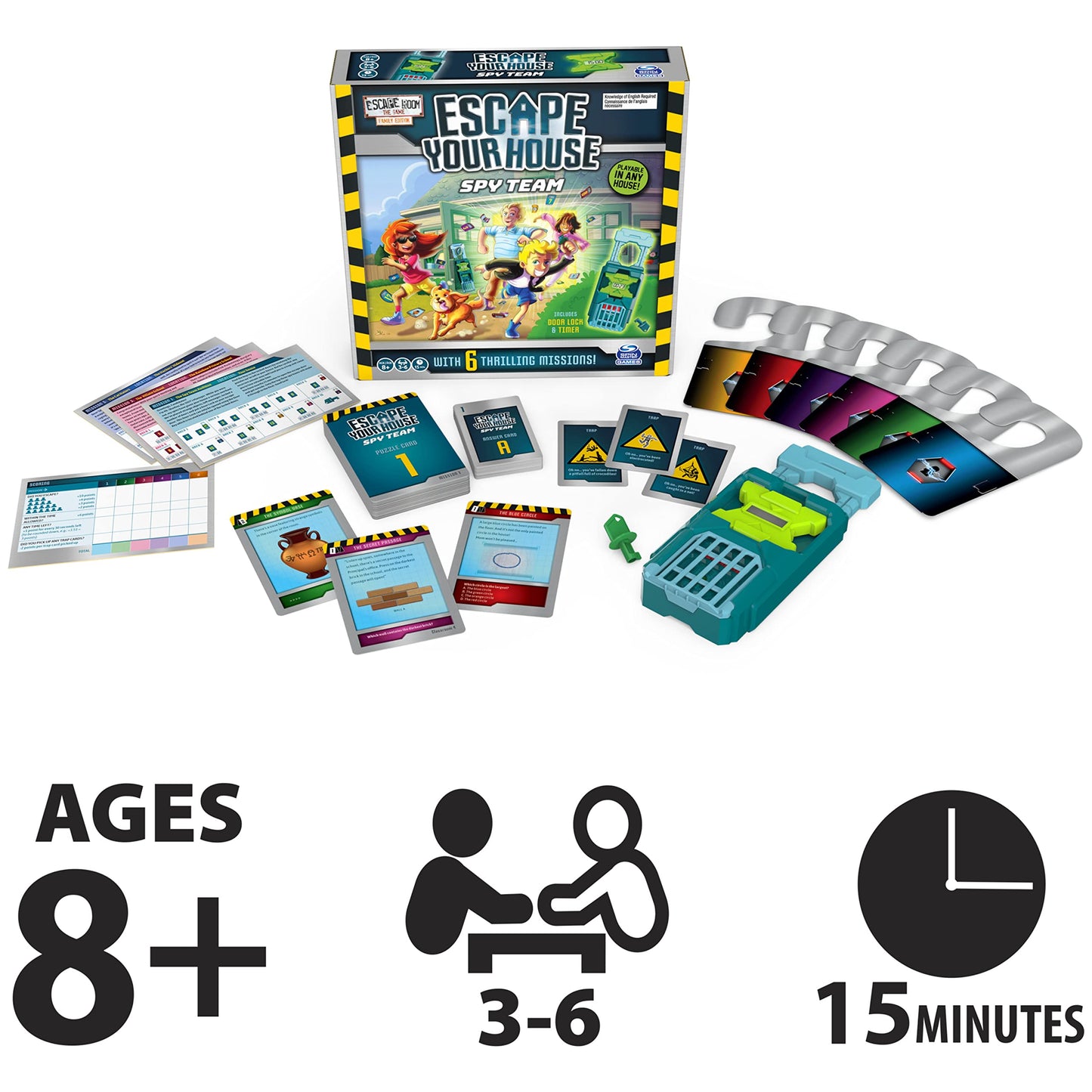 Escape Room The Game: Escape Your House - Spy Team Family Strategy Board Game | Spin Master Games